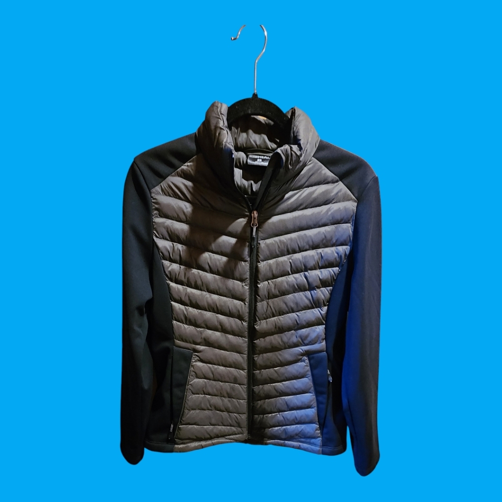 32 Degrees Heat Jacket, Small, Dark Gray Chevron Puff Nylon with Black  Sleeves
